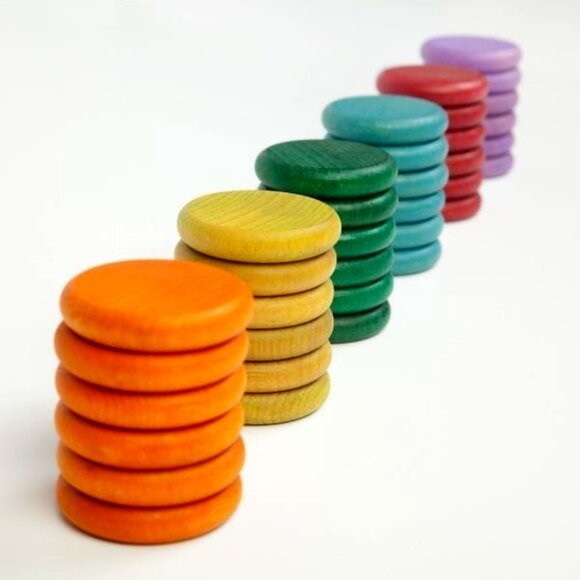 NWT Grapat Wooden Toys 36 Coins No Basic Colours - Picture 1 of 2